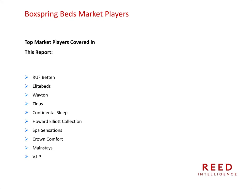 boxspring beds market players