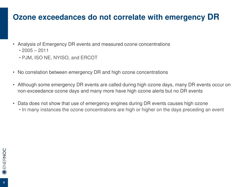 ozone exceedances do not correlate with emergency