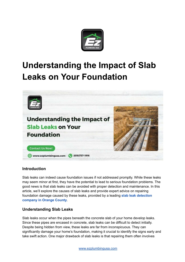 understanding the impact of slab leaks on your