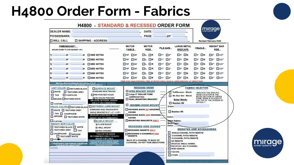 h4800 order form fabrics