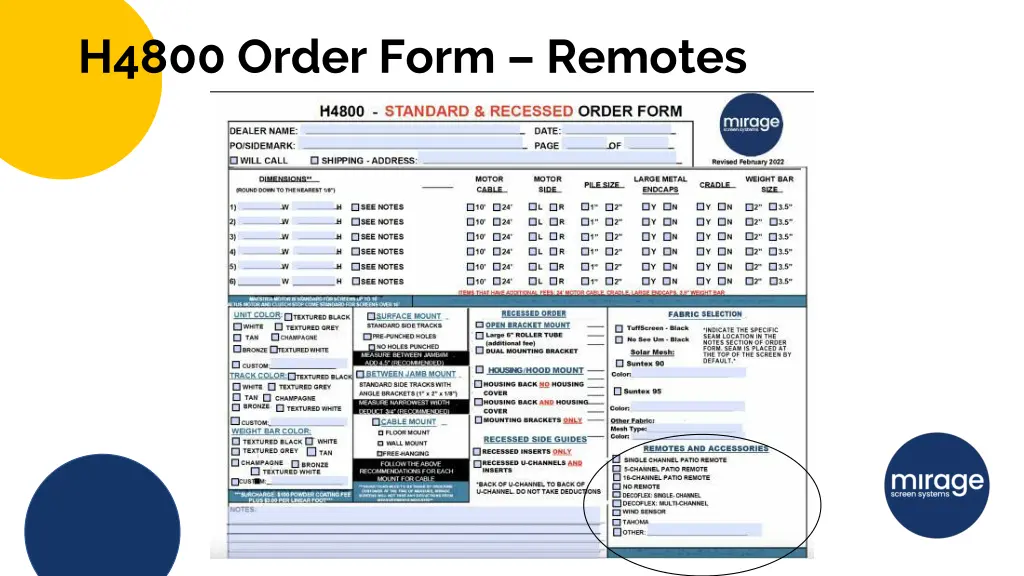 h4800 order form remotes