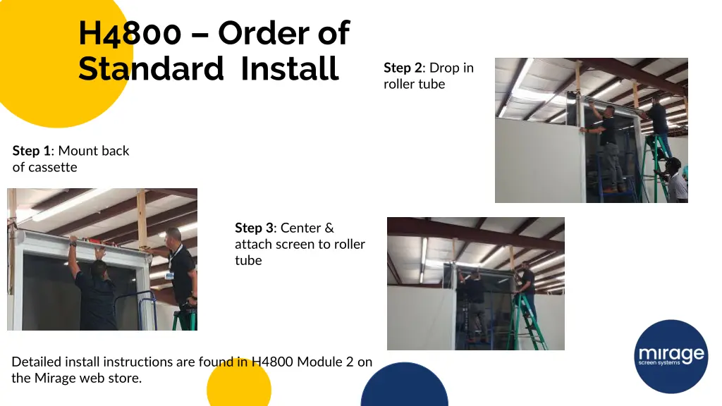 h4800 order of standard install