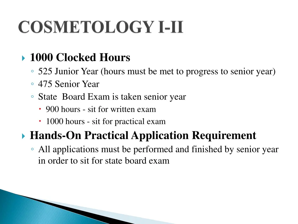 1000 clocked hours 525 junior year hours must