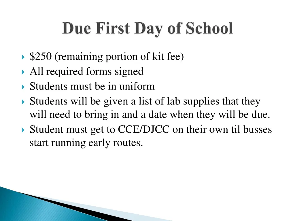 250 remaining portion of kit fee all required