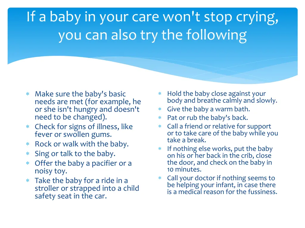 if a baby in your care won t stop crying