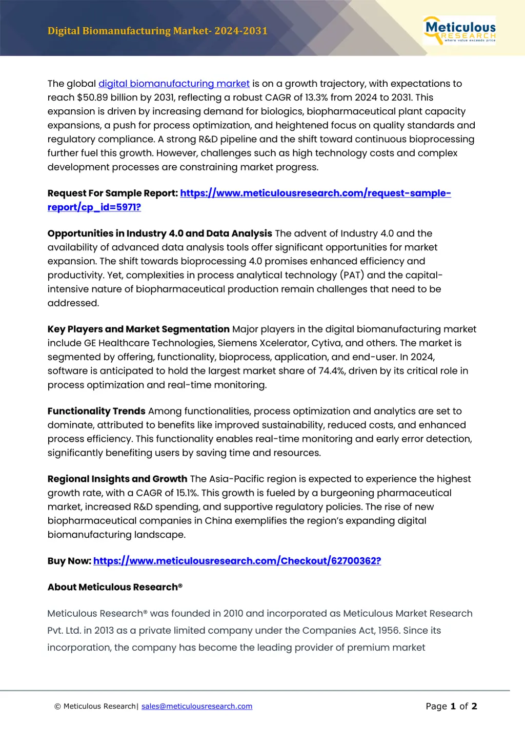 digital biomanufacturing market 2024 2031