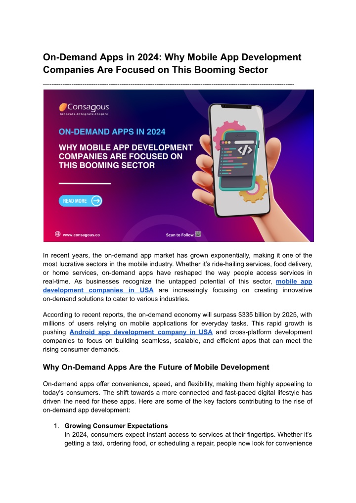 on demand apps in 2024 why mobile app development