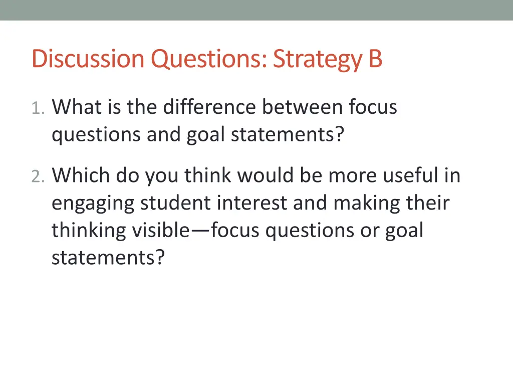 discussion questions strategy b