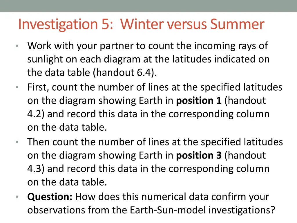 investigation 5 winter versus summer 2