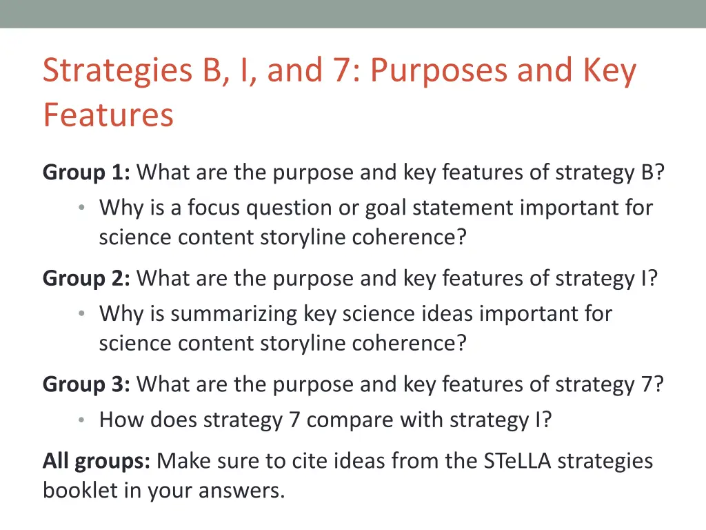 strategies b i and 7 purposes and key features