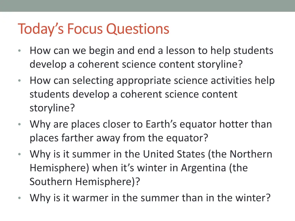 today s focus questions