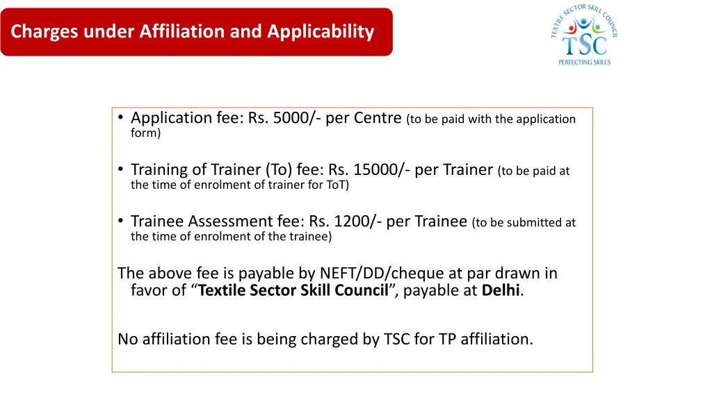 charges under affiliation and applicability