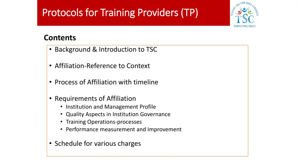 protocols for training providers tp protocols