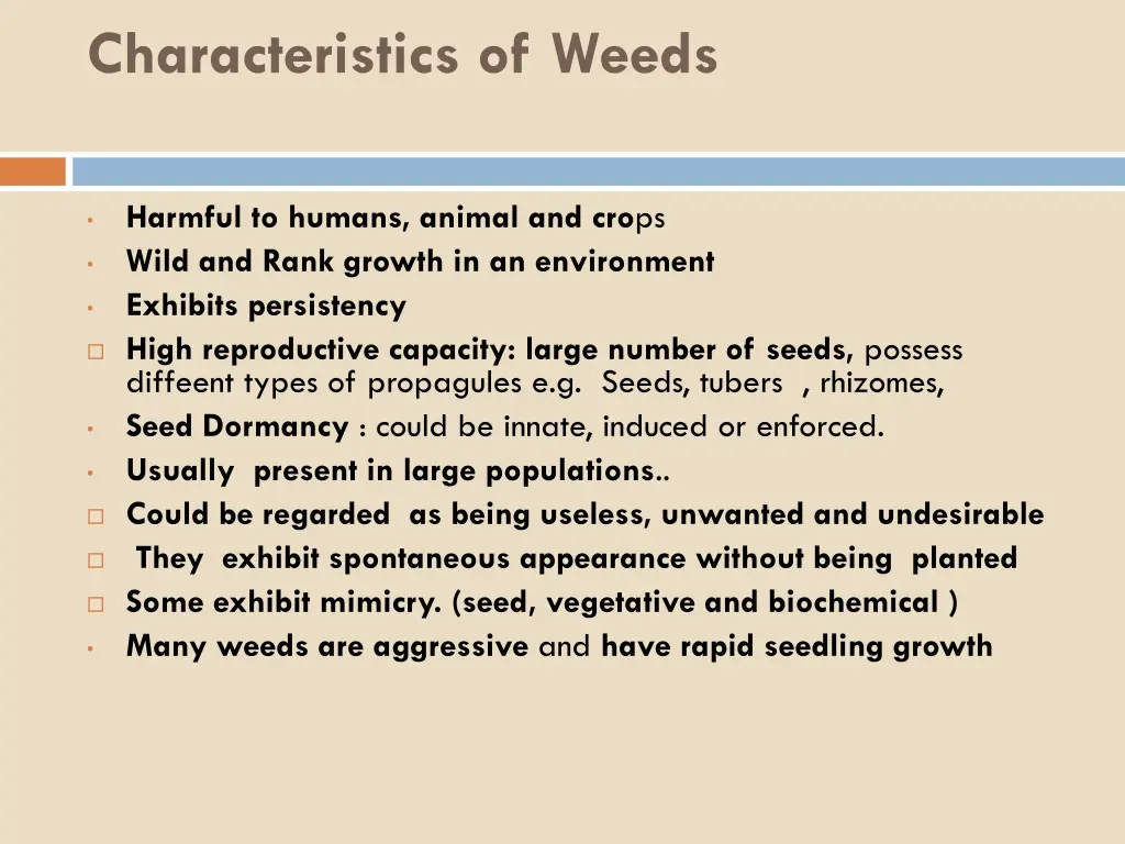 characteristics of weeds