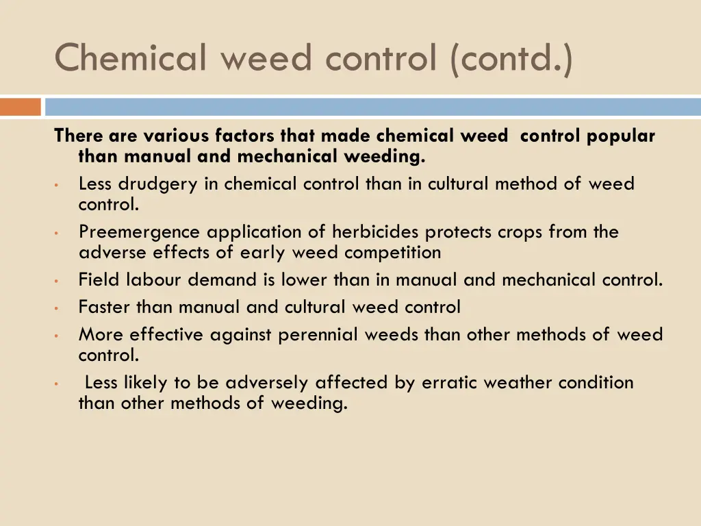 chemical weed control contd