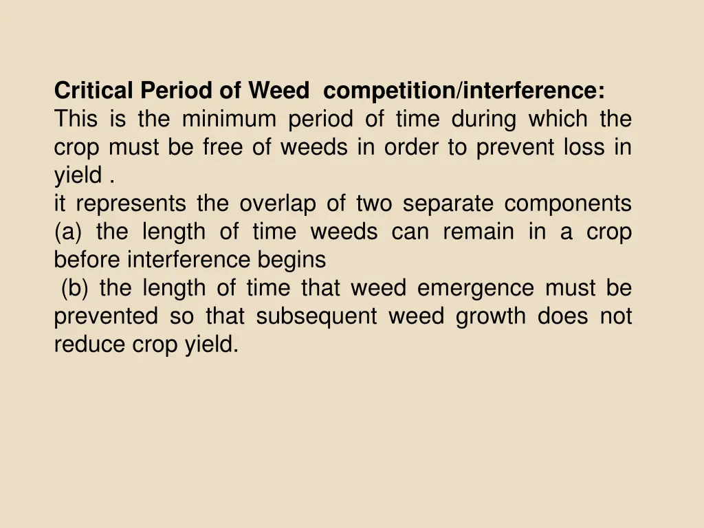 critical period of weed competition interference