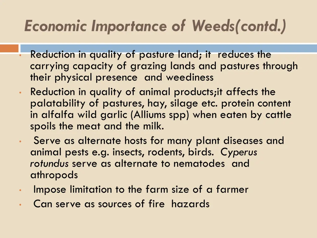 economic importance of weeds contd