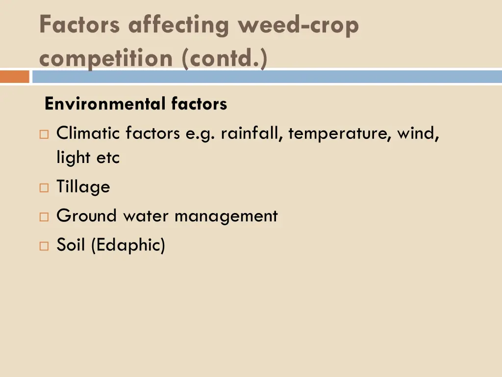 factors affecting weed crop competition contd