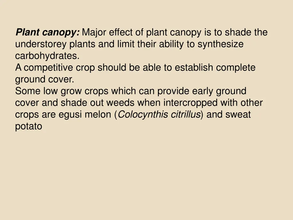 plant canopy major effect of plant canopy