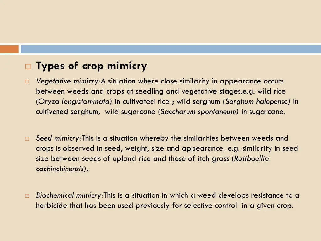 types of crop mimicry