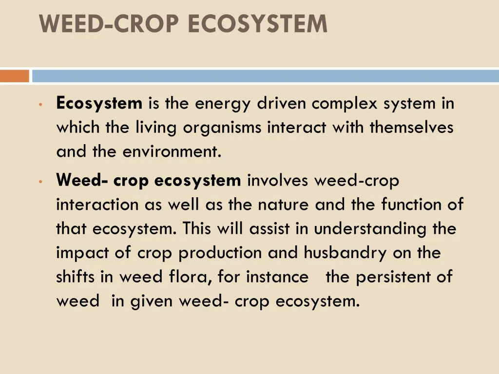 weed crop ecosystem