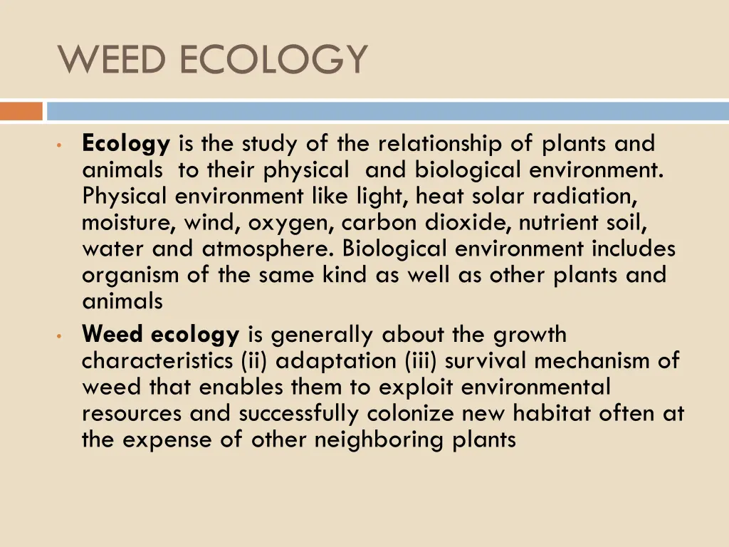 weed ecology