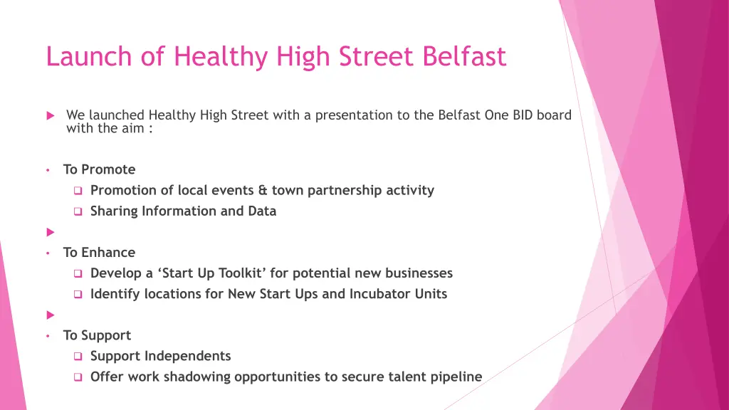 launch of healthy high street belfast