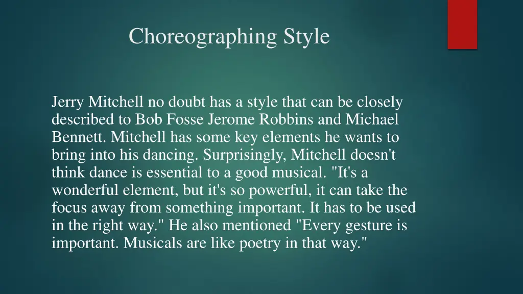 choreographing style