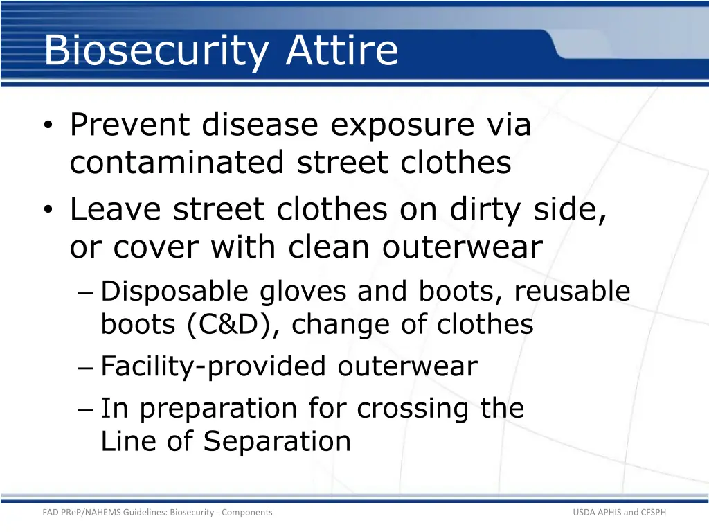 biosecurity attire