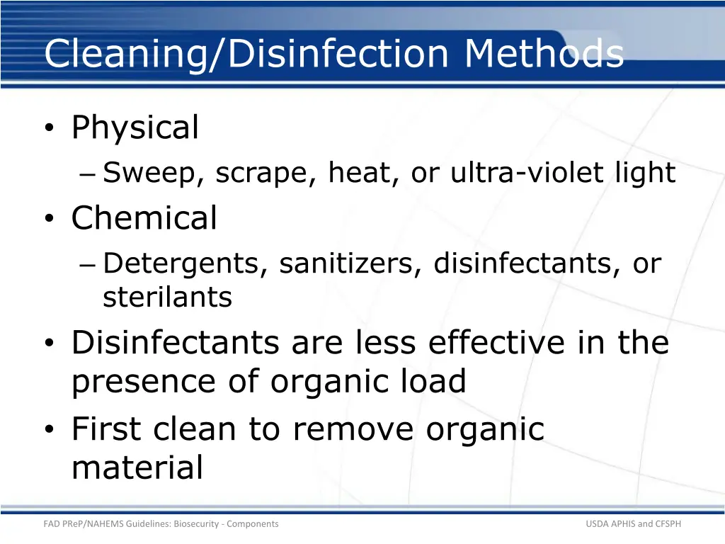 cleaning disinfection methods