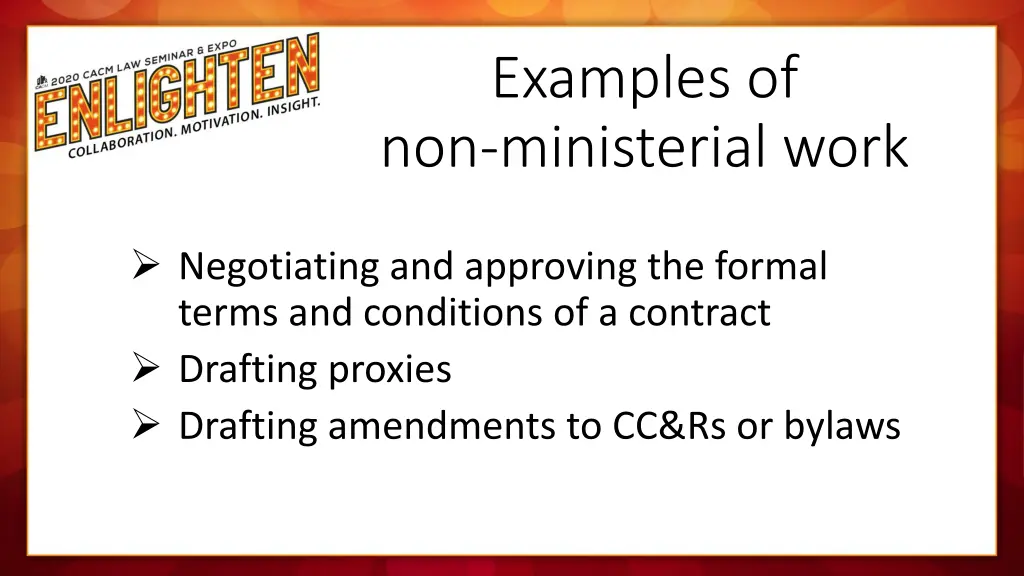 examples of non ministerial work