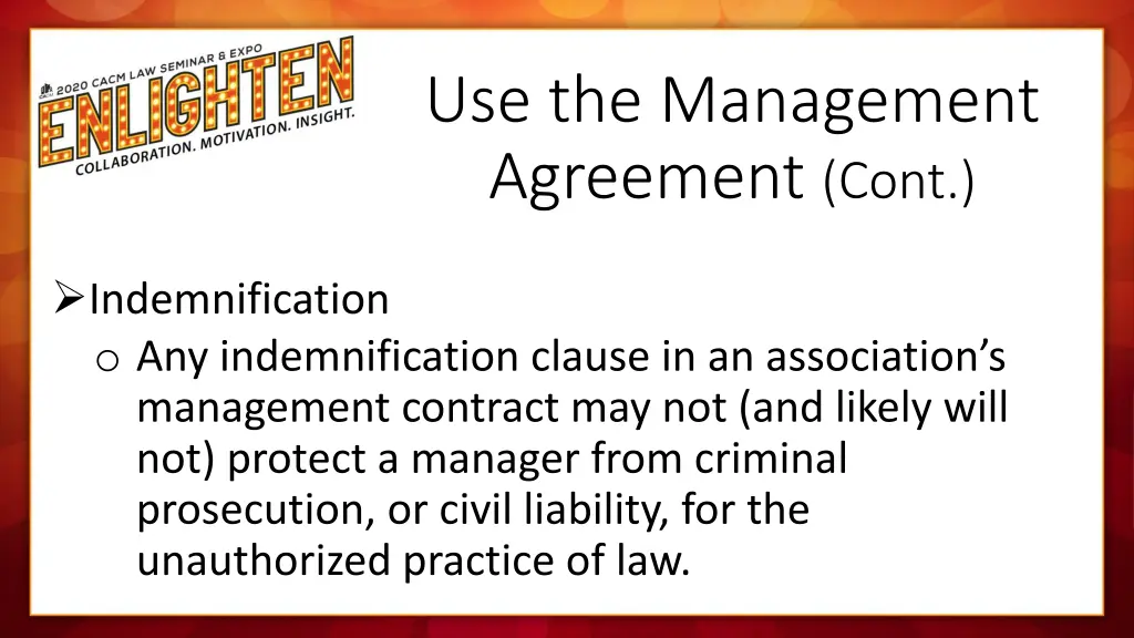 use the management agreement cont