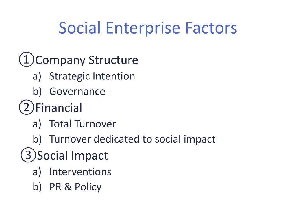 social enterprise factors