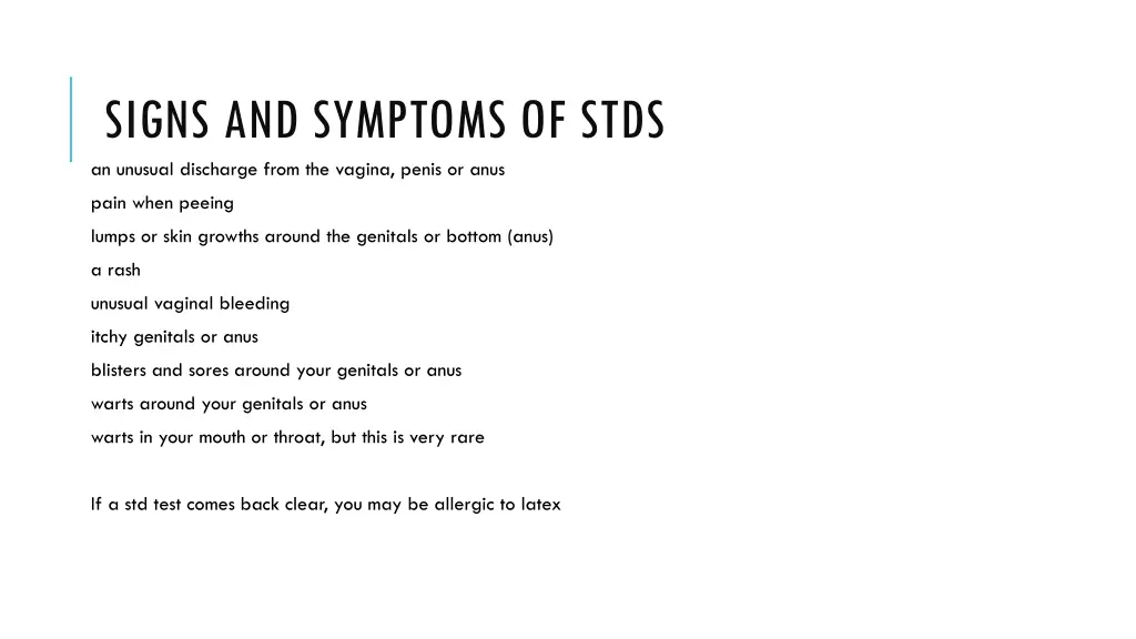 signs and symptoms of stds an unusual discharge