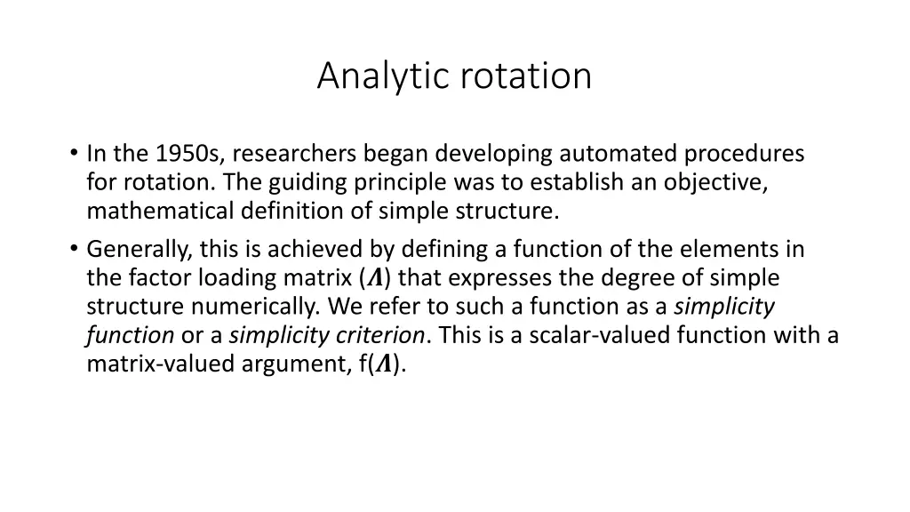 analytic rotation 1