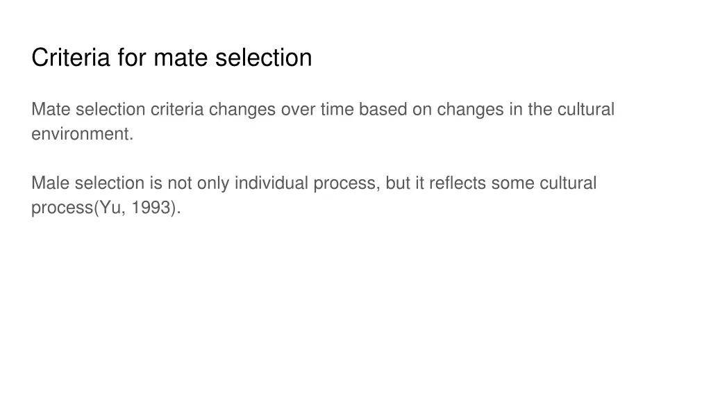 criteria for mate selection