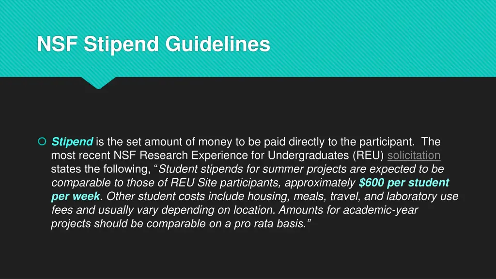 nsf stipend guidelines