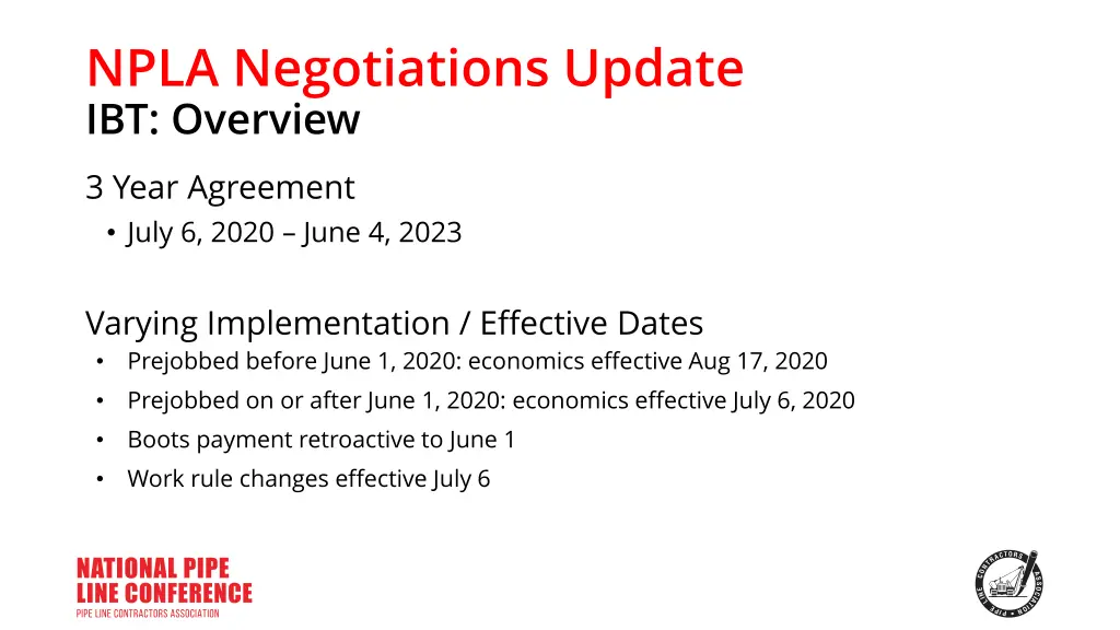 npla negotiations update ibt overview