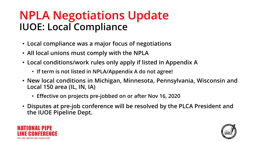 npla negotiations update iuoe local compliance