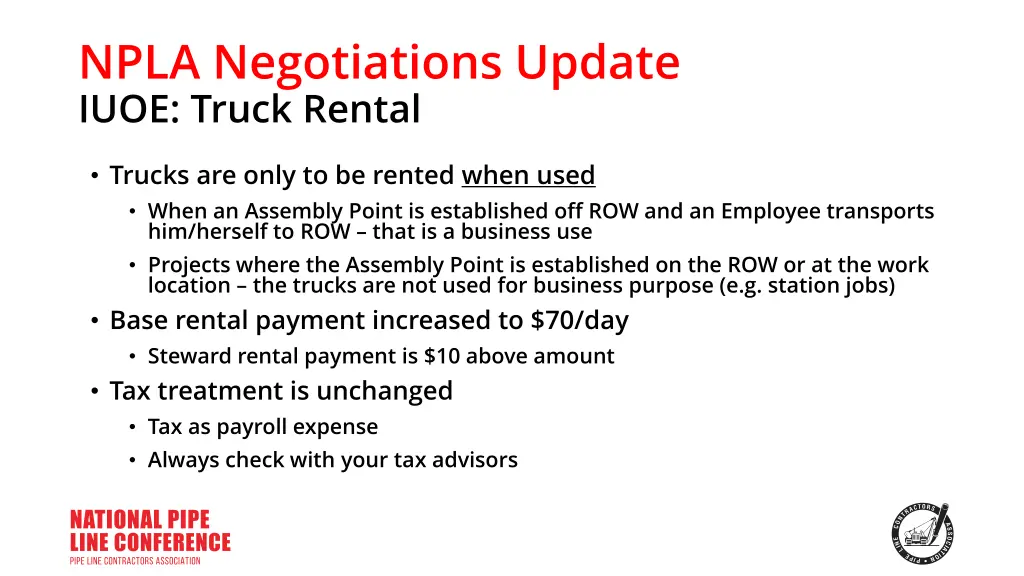 npla negotiations update iuoe truck rental