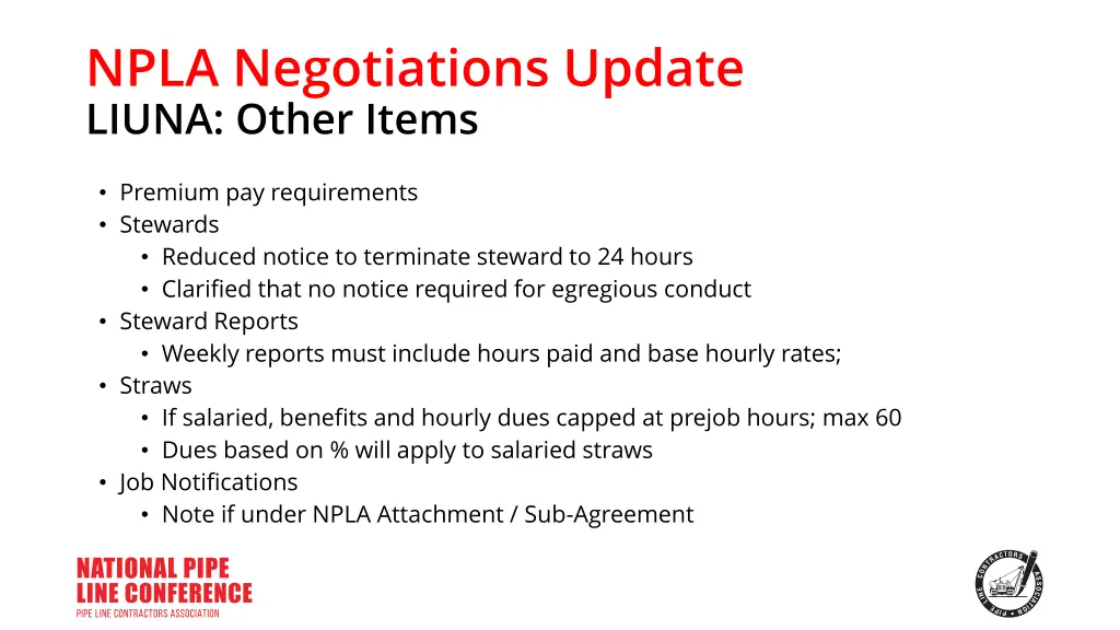 npla negotiations update liuna other items