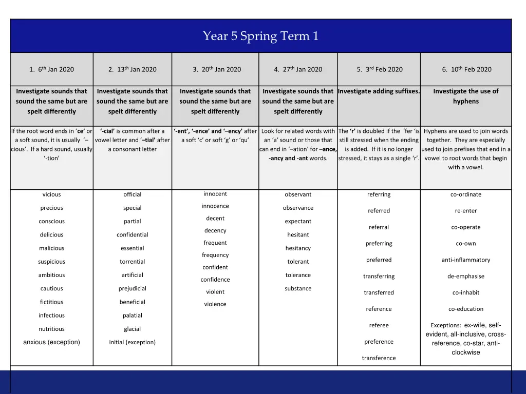 year 5 spring term 1