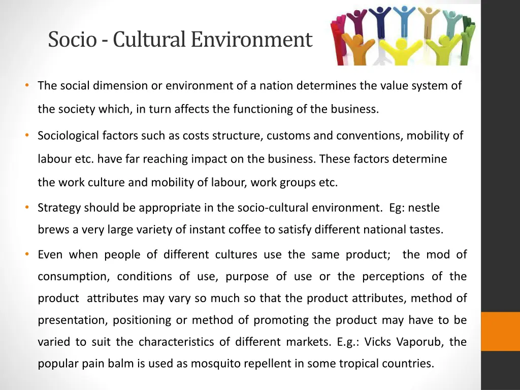 socio cultural environment