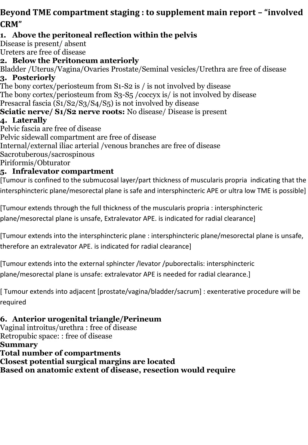 beyond tme compartment staging to supplement main