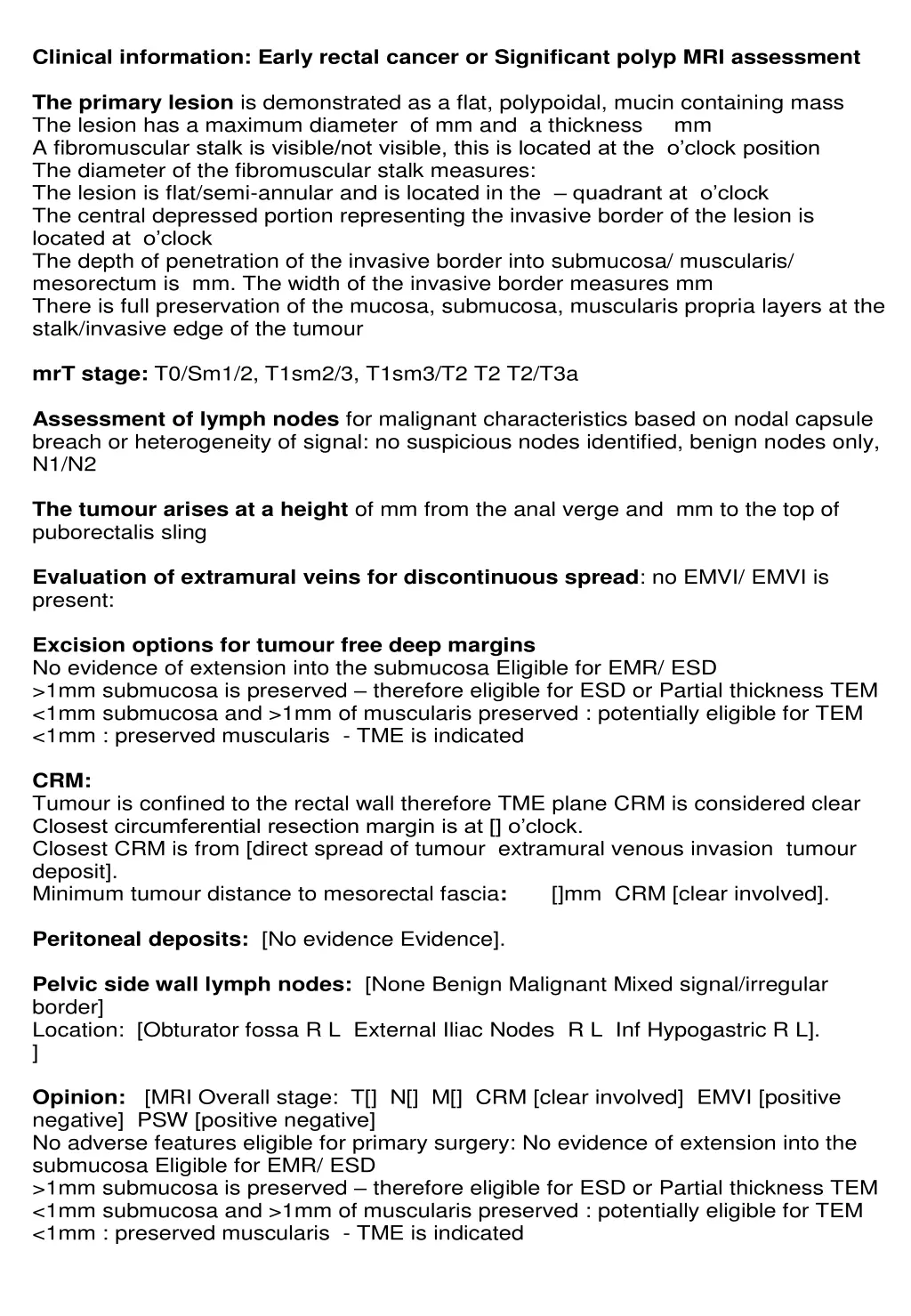 clinical information early rectal cancer