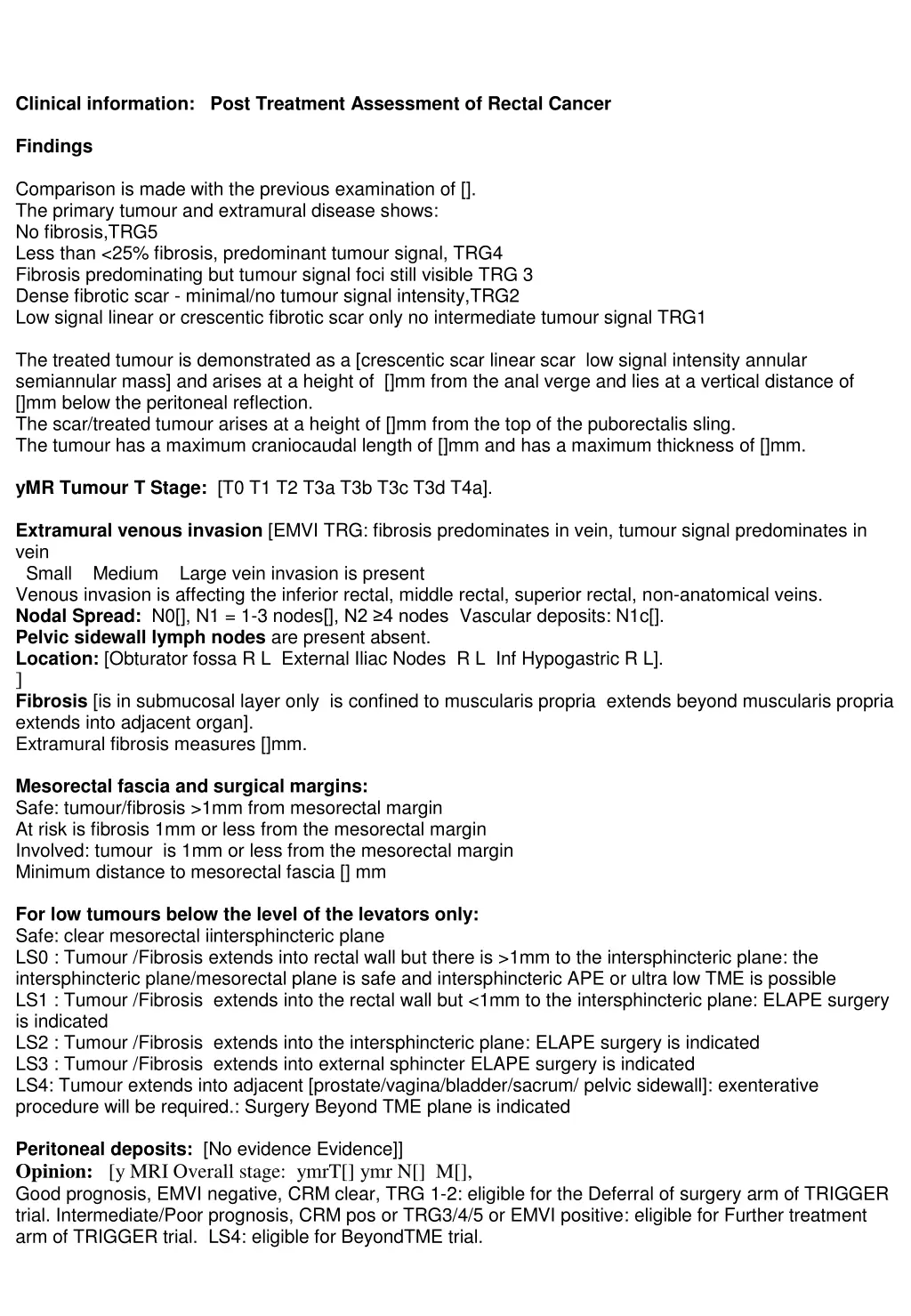 clinical information post treatment assessment