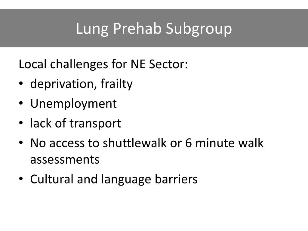 lung prehab subgroup