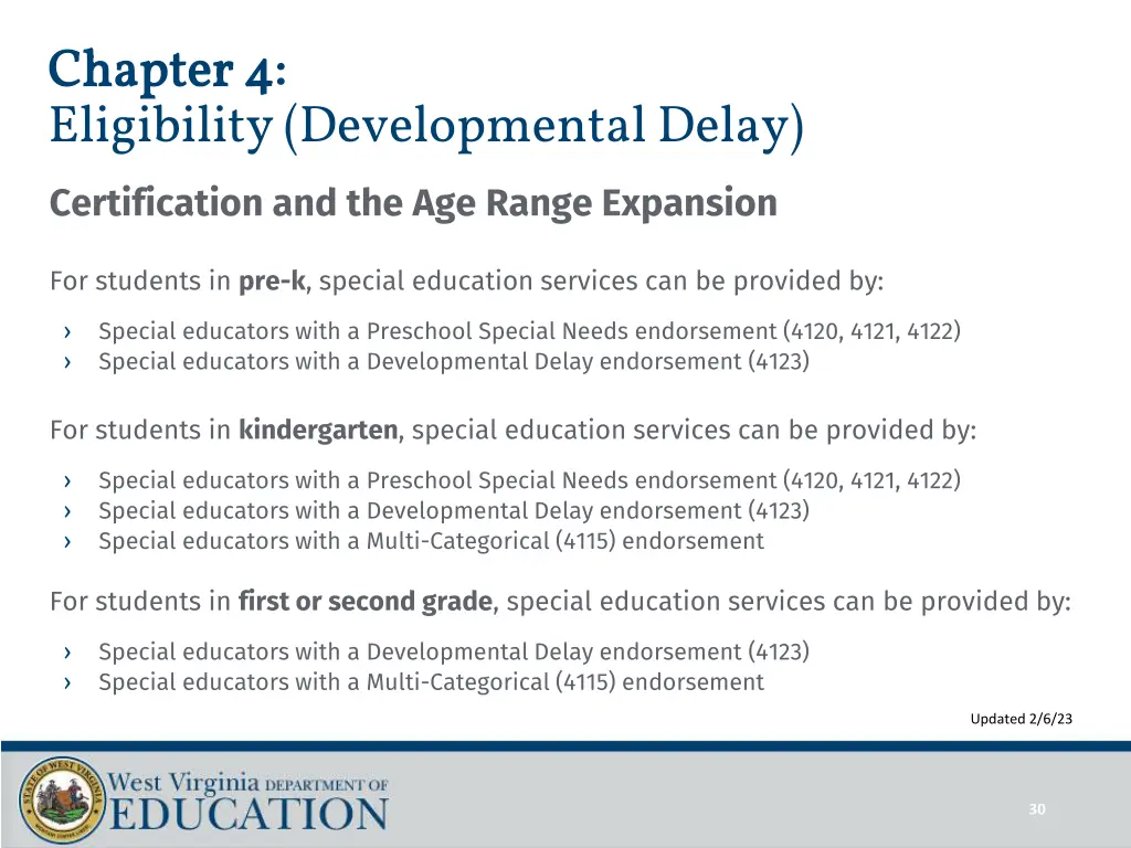 chapter 4 chapter 4 eligibility developmental