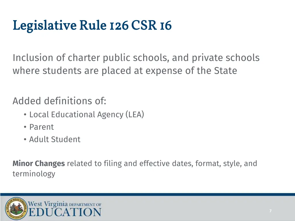 legislative rule 126 csr 16 legislative rule