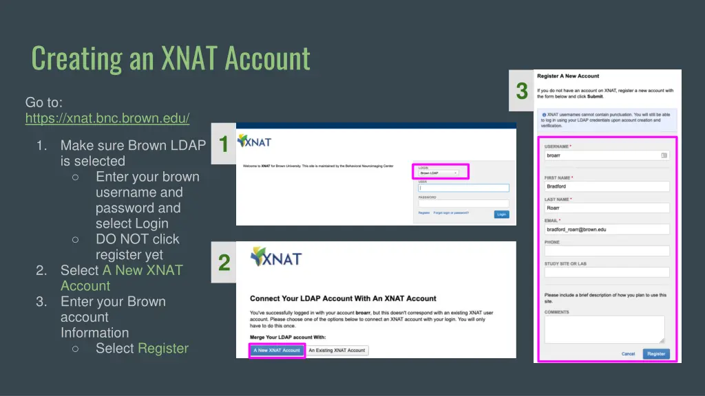 creating an xnat account